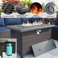 thumbnail image 6 of ALAULM 15 Piece Outdoor Patio Furniture Sectional Sofa with Gas Fire Pit Table and 55,000 BTU Firepit, Navy Blue/Brown, 6 of 7