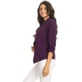 thumbnail image 3 of Women's Fitted Waist Length Jacket Open Front Draped Neck Ruched Sleeves, 3 of 5