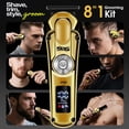 thumbnail image 6 of Men's Grooming Kit, Beard Trimmer for Men, Nose Trimmer, Body Trimmer, Foil Shaver, T-Blade, Mustache, Cordless Hair Trimmer, IPX6 Waterproof,2 Speeds Adjustable, Gift for Men (Gold), 6 of 6
