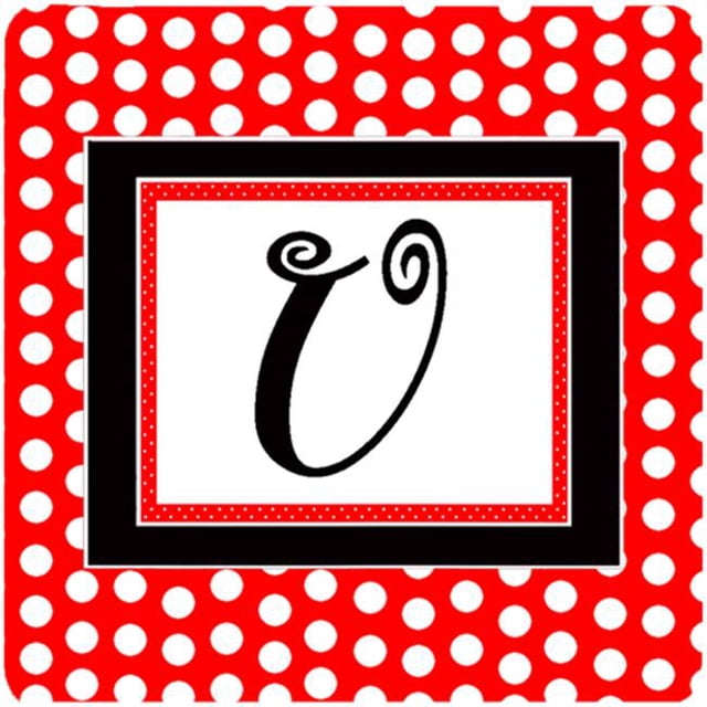Carolines Treasures CJ1012-UFC Monogram - Red Black Polka Dots Foam Coasters Initial Letter U- Set - 4