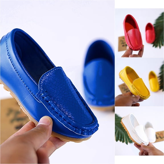 VOUZZA Kids Loafers Candy Color Slip On Suede Loafers Moccasins Soft Rubber Sole Toddler Boys Girls Casual Flat Shoes, Size 5C-12C