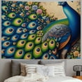 thumbnail image 2 of GOSMITH Peacock and Peonies in Chinoiserie Style Tapestry for Living Room Bedroom Dorm Decoration Painting, 2 of 6
