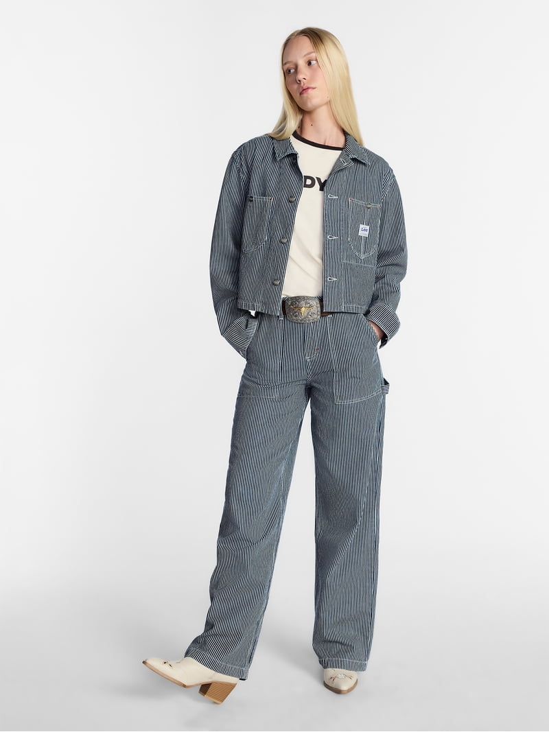 Calee ストライプジャケット Mサイズ　ワークジャケット　ワッペン Kacey Lee Women's Cropped Chore Jacket, Sizes XS-XXL - Walmart.com