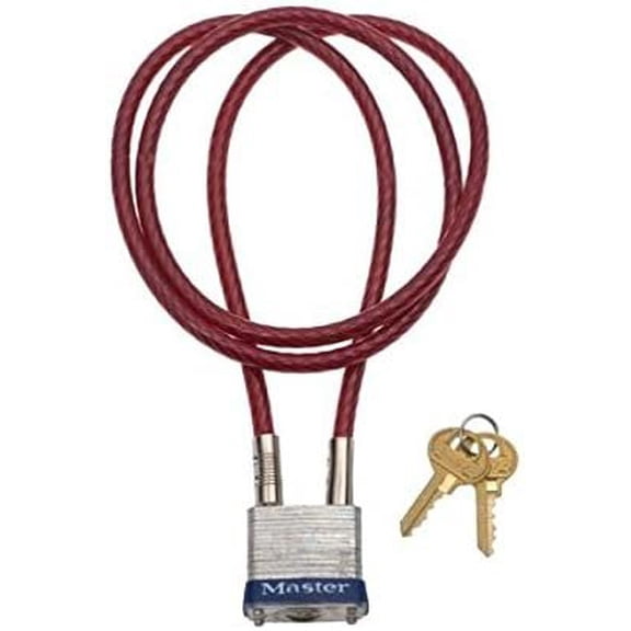 Master Lock Bicycle Cable Lock 719D - Red Vinyl Sleeve - Red