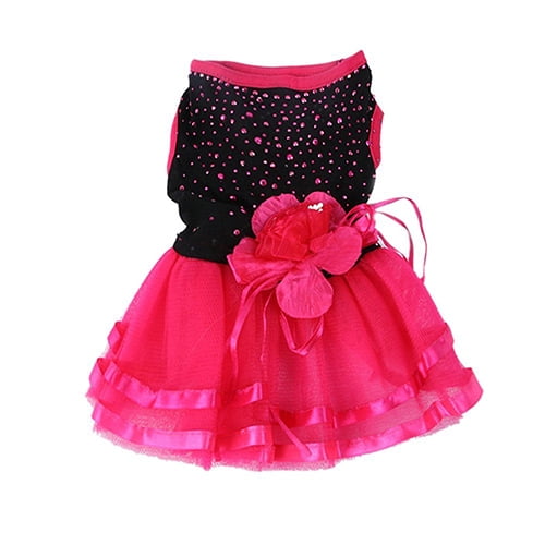 UDIYO Pet Dog Rose Flower Gauze Tutu Dress Skirt Puppy Cat Princess Clothes Apparel