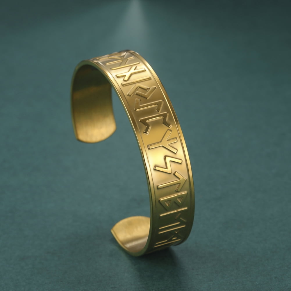 EUEAVAN Viking Norse Runes Bangle Stainless Steel Open Cuff Bracelet ...