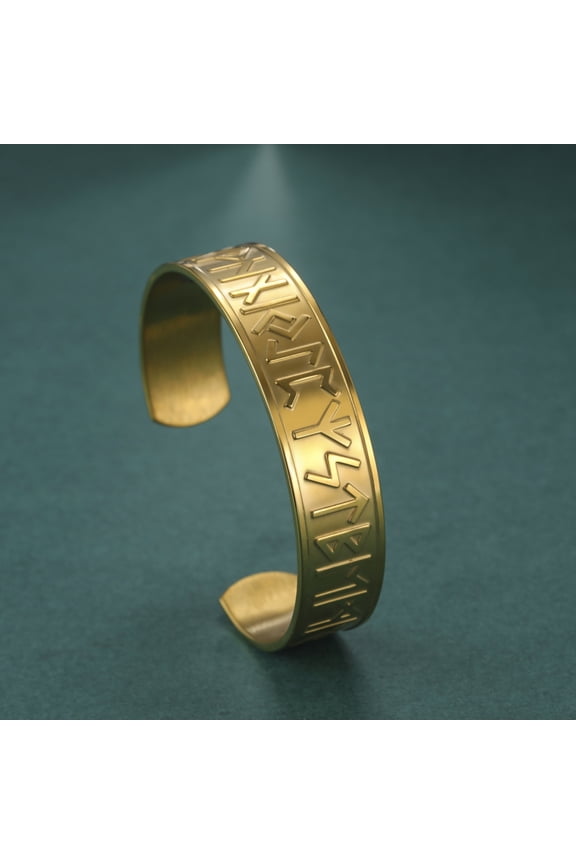 Viking Norse Runes Bangle Stainless Steel Open Cuff Bracelet for Men Party Gift