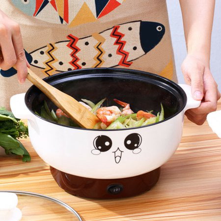 MINGPINHUIUS 4-in-1 Multi-Function Electric Skillet Wok Electric Cooker Hot Pot for Cook Rice Fried Noodles Stew Soup Steamed Fish Boiled Egg Small Non-Stick with Lid 110V 3.6L, with Steamer