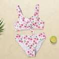 thumbnail image 2 of Coerni Girls Cherry Print Bikini 2pc Swimsuit Set Cotton Soft Comfortable Lightweight Breathable Open Navel Bathing Suit, 2 of 6