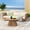 Beige+Teak, variant on Harper & Bright Designs Outdoor Wicker 3 Seater Couch, Patio Sofa with Deep Seat, Outdoor Daybed with Cushions for Garden, Light Teal+Teak