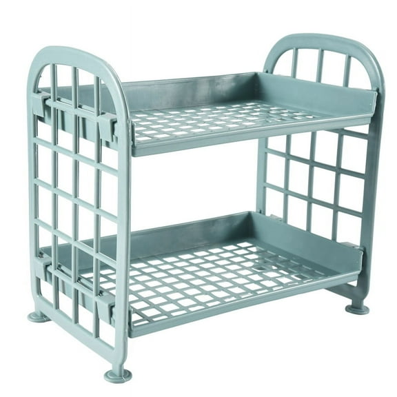 Storage Shelves,Plastic Small Shelves - 2 Tier Shelf Shelving,Kitchen Bathroom Organizer(Nordic blue)