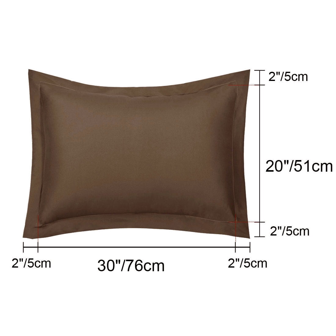 Unique Bargains Pillowcases Soft Microfiber Pillow Shams Set of 2 Queen Brown