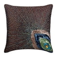 thumbnail image 6 of Brown Cushion Cover, Peacock Feather Sequins Beaded Throw Pillow Cover, Throw Pillow Cover 14x14 inch (35x35 cm), Square Silk Pillow Cover Couch, Floral Art, Modern - Peacock Sparkle, 6 of 11