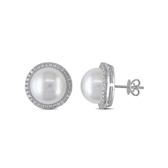 Everly Women's Cultured Pearl and Diamond 14k White Gold Earrings