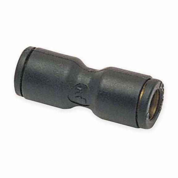 Push-Fit Union Fitting, 6mm Tube Size, Fiberglass-Reinforced Nylon, Black, 10 PK