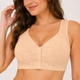 thumbnail image 5 of Fmbrln Bras for Women Plus Size Front Closure Wireless Bra Lace Fixed Cup Everyday Bras Side Support for Underarm Comfy Sports Bra Khaki L, 5 of 5