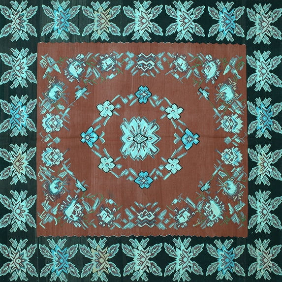 Ahgly Company Indoor Square Persian Light Blue Traditional Area Rugs, 4' Square