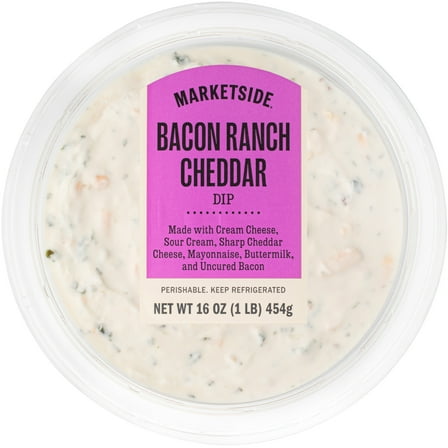Marketside Premium Ready-to-Serve Bacon Cheddar Ranch Dip Small Tub, 16 oz (Refrigerated)
