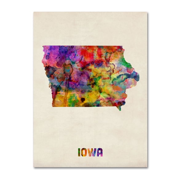 Trademark Fine Art "Iowa Map" Canvas Wall Art by Michael Tompsett