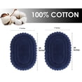 thumbnail image 2 of TreeWool, Cotton Bath Rugs with Crochet Border, Reversible Oval (17" x 24", Navy Blue, 2-Pack), 2 of 7