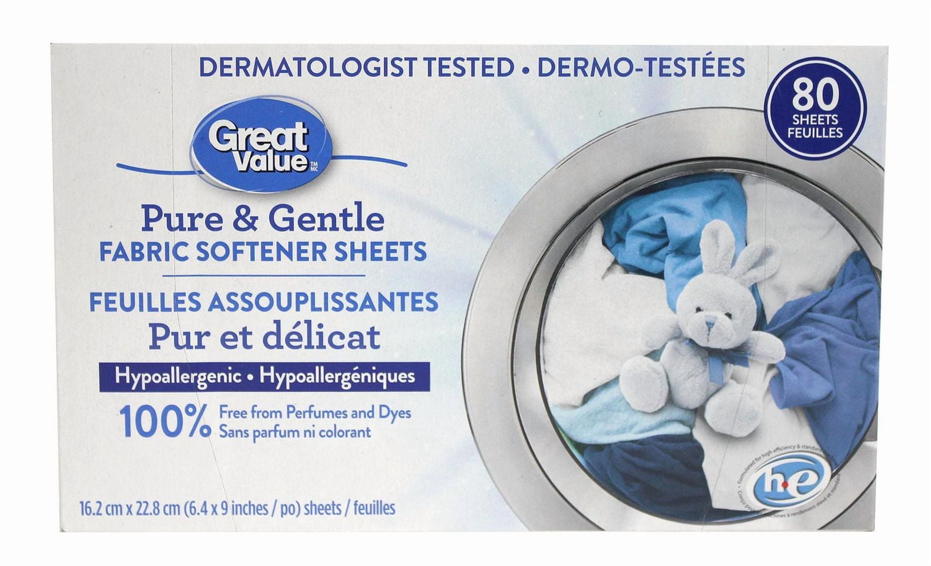 Great Value Pure & Gentle Unscented Fabric Softener Sheets