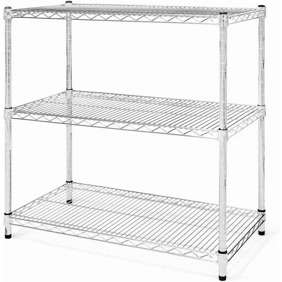 Shelving Inc. 21" d x 42" w x 34" h Chrome Wire Shelving with 3 Tier Shelves, Weight Capacity 800lbs Per Shelf