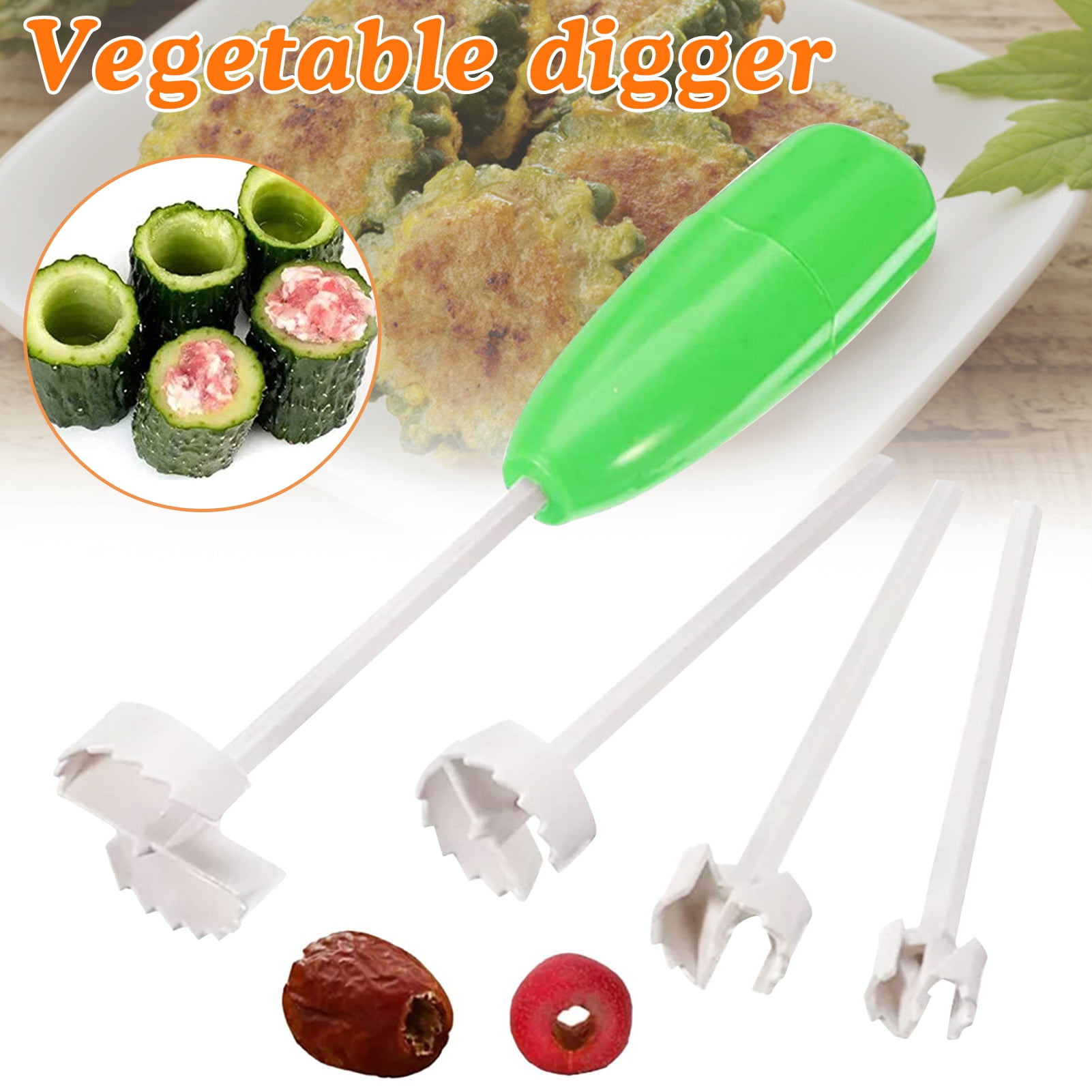 4Pcs/set Zucchini and Eggplant Corer Vegetable Spiral Cutter Digging Device  Stuffed for Multifunctional Vegetable Corers