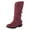 Red, variant on Bmisegm Foreign Trade Autumn and Winter Women's Boots Belt Buckle Low Heel Round Head High Barrel Boots Shoes Boots for Women Red 7.5