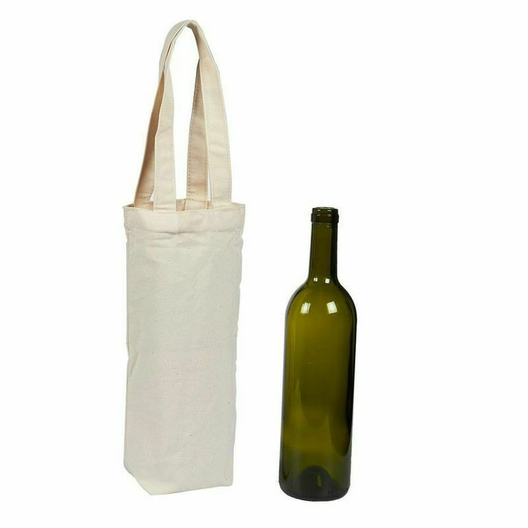 Canvas Wine Carrying Bags with Handles, Bottle Gift Totes (6 Pack)