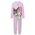 thumbnail image 5 of Kuromi And My Melody Hooded Union Suit Pajama Soft Comfy PJs Sleepwear, 5 of 7