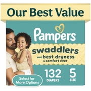 Pampers Swaddlers Fragrance Free Baby Diapers Size 5, 132 Count (Select for More Options)