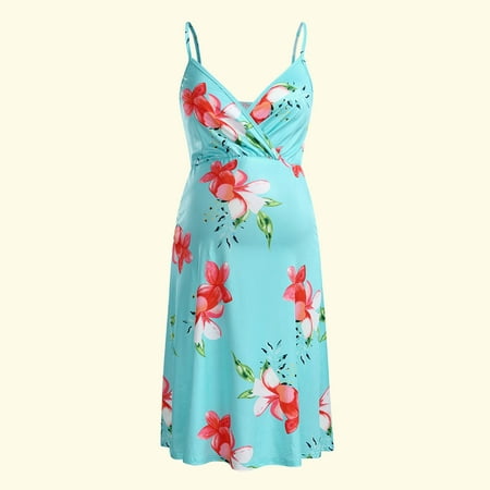 

Shldybc Ladies Summer Fashion Print Sleeveless Suspenders Gravida Pregnant Woman Clothe Dress Maternity Summer Clothes Summer Outfits for Women Prom Dress Summer Savings Clearance