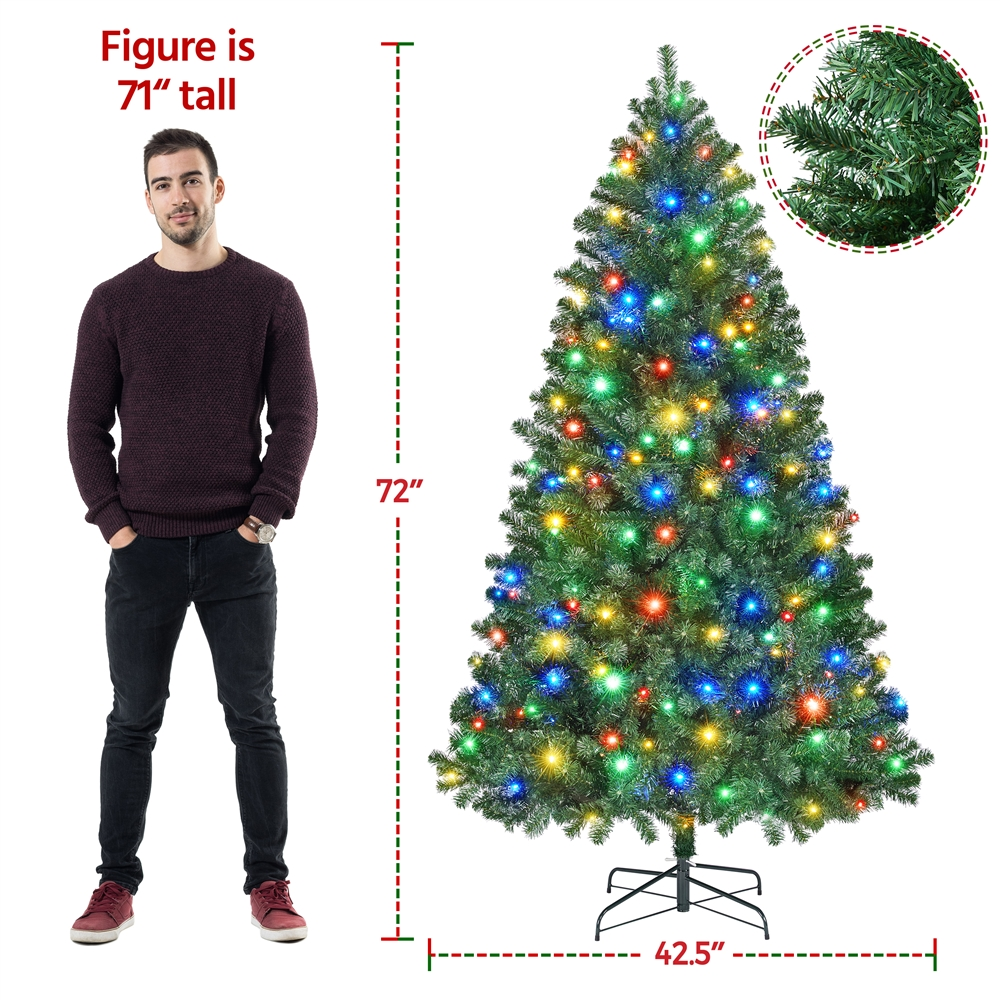 Alden Design 6ft Pre-lit Spruce Artificial Christmas Tree with 300 LED Lights, Green