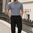 thumbnail image 2 of Mens Polo Shirts Cotton Linen Short Sleeve Performance Collared Golf Tees Lightweight Summer, 2 of 6