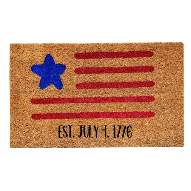 16x24 Inch Front Door Mat Natural Coir Doormats Mat for Entryway Outdoor Out Door Rugs for Porch Weather Resistant, Non-Slip Backing Perfect for Indoor and Outdoor Use, EST. JULY4, 1776