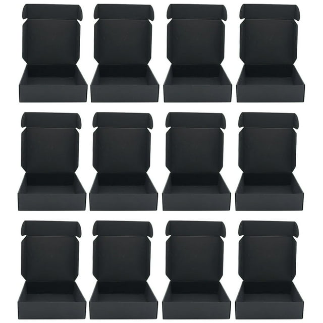 KEINXS Small Black Shipping Boxes 24pcs Folding Premium Corrugated Cardboard Mailer