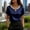 Navy A, variant on BRGZLK Women Short Sleeve Satin Tops Summer Fashion Solid Color Elegant V Neck Pearl Decoration Button Down Shirts Casual Work Offices Blouses