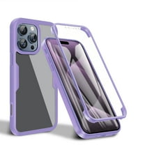 Decase Heavy Duty Clear Phone Shell for Apple iPhone 16 Plus ,Built-in Front Screen Protector Rubber Bumper Shockproof Cover  for iPhone 16 Plus,Purple