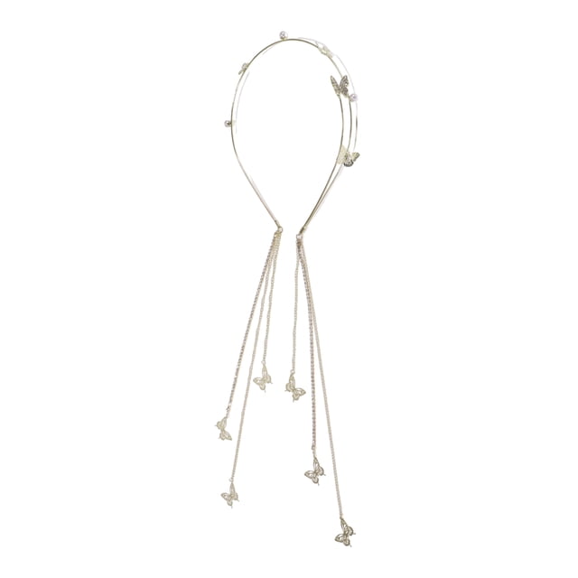 Diadema de Mariposa de Bargains Únicos Tono Dorado con Borlas, Adorno de Mariposa, Cadena de Cabello, Diadema de Hada
