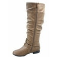thumbnail image 3 of Top Moda Women's Riding Boots Buckle Zipper Knee High, Low Heel Round Toe, Black, 8, 3 of 3