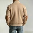 thumbnail image 6 of SGFCWSX Men's Bomber Jacket Knit Stand Collar Contrast Elbow Patch Full Zip Casual Coat with Pockets Khaki Size XL, 6 of 8