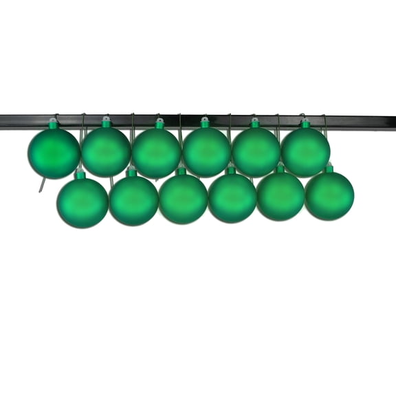 12 Pack 70mm 2.75" Matte Green Ball Ornament UV Coated with Wire