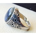 thumbnail image 4 of Labradorite Mans Ring, Natural Blue Fire Labradorite, Unisex Ring, Silver Jewelry, 925 Silver Ring, Birthday Gift, Heavy Men Ring, Arabic Design, Ottoman Style Ring, Christmas, Turkey Mens Signet Ring, 4 of 6