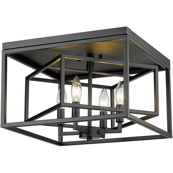 457F-MB-Z-Lite-Euclid - 4 Light Flush Mount In Contemporary Style-10.5 Inches Tall and 15 Inches Wide