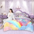 thumbnail image 6 of Manfei Teens Unicorn Bed in a Bag Full size, Rainbow Galaxy Bed Set, Cartoon Theme Reversible Bedding Full Size, Ultra Soft Room Decorative, 7-Piece, 6 of 9