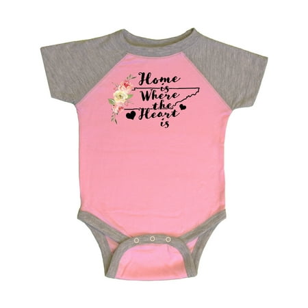 

Inktastic Tennessee Home is Where The Heart is with Watercolor Floral Gift Baby Girl Bodysuit
