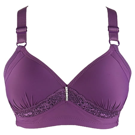 

Zpanxa Bras for Women Fashion Printed Bra Wire Free Underwear One-Piece Bra Everyday Underwear Womens Bras Sports Bra Purple 95