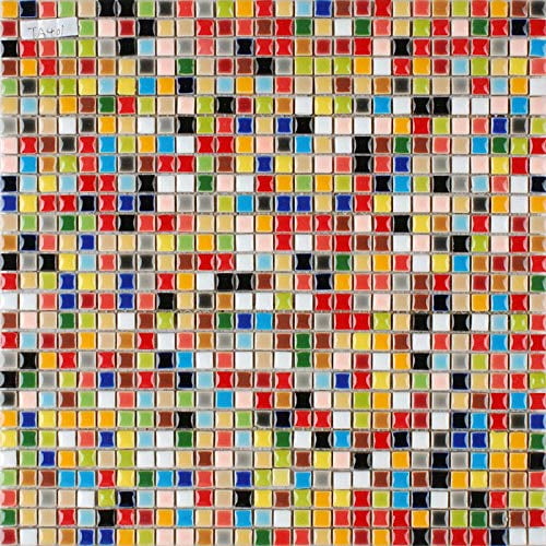 Hominter Colorful Ceramic Mosaic Sheets Kitchen Backsplash Multicolors Small Square Porcelain Wall Tiles Non-Slip Bathroom Shower Floor Tile (11 Square Feet)