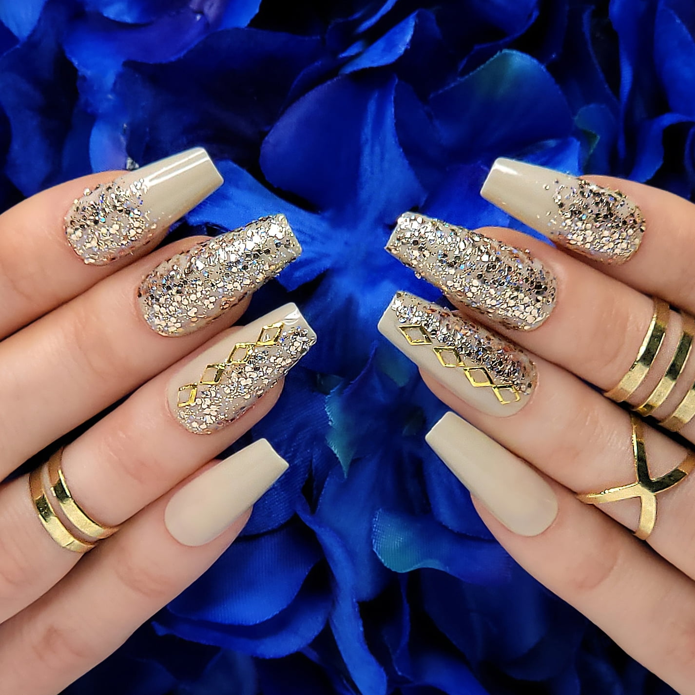 Luxury Gold Stone Coffin Nails – The Nail Event