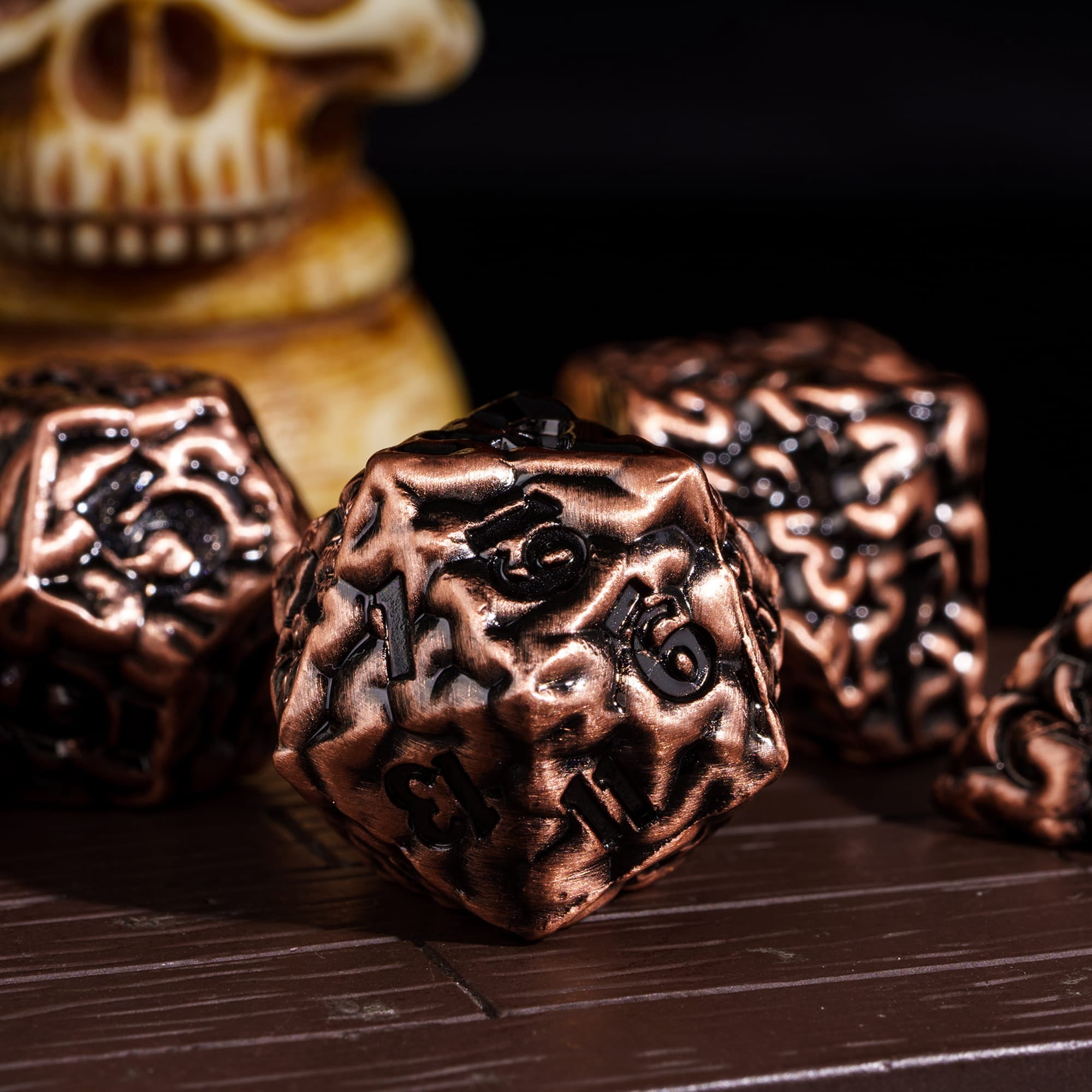 Cusdie 7-Die Metal DND Dice Set, Brain-patterned Metal Polyhedral D&D Dice Set for DND Dungeons and Dragons TTRPG Role Playing Games